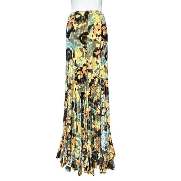 Canela Pura Flamenco Floral Maxi Skirt From Sevilla Spain Sz 40 Stretchy Jersey - Picture 1 of 11